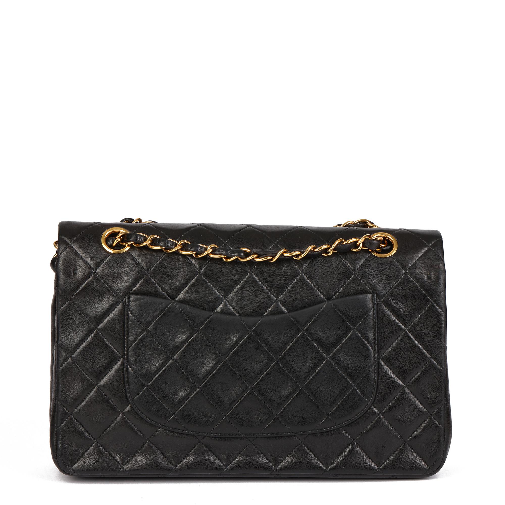 Women's Chanel BLACK QUILTED LAMBSKIN VINTAGE MEDIUM CLASSIC DOUBLE FLAP BAG