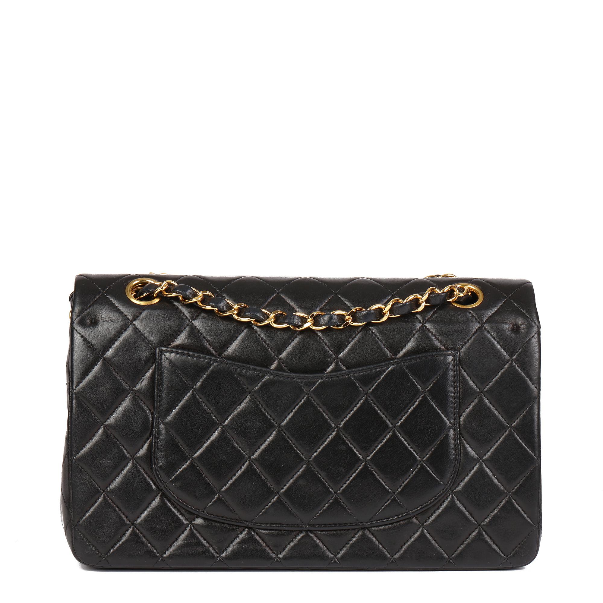 Women's CHANEL Black Quilted Lambskin Vintage Medium Classic Double Flap Bag