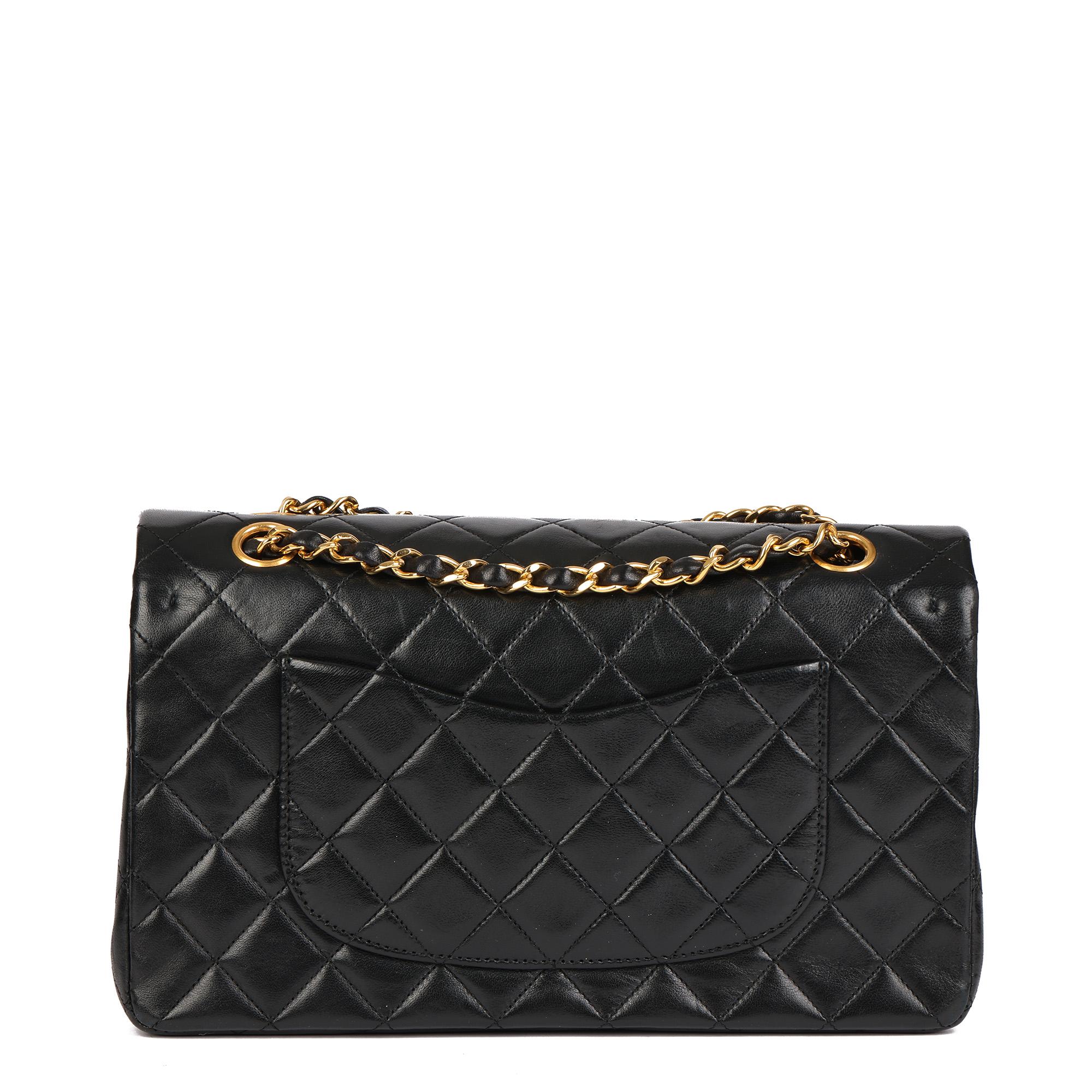 Women's CHANEL Black Quilted Lambskin Vintage Medium Classic Double Flap Bag 