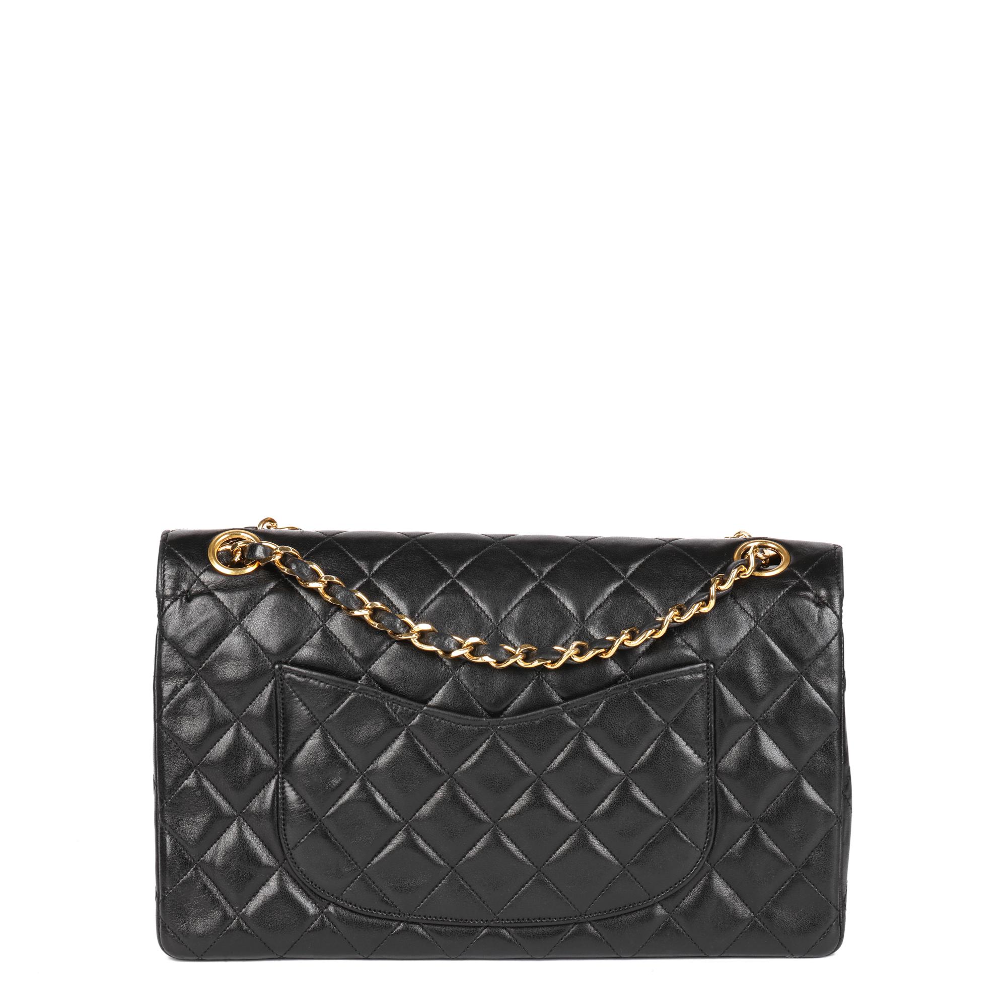 CHANEL Black Quilted Lambskin Vintage Medium Classic Double Flap Bag 1