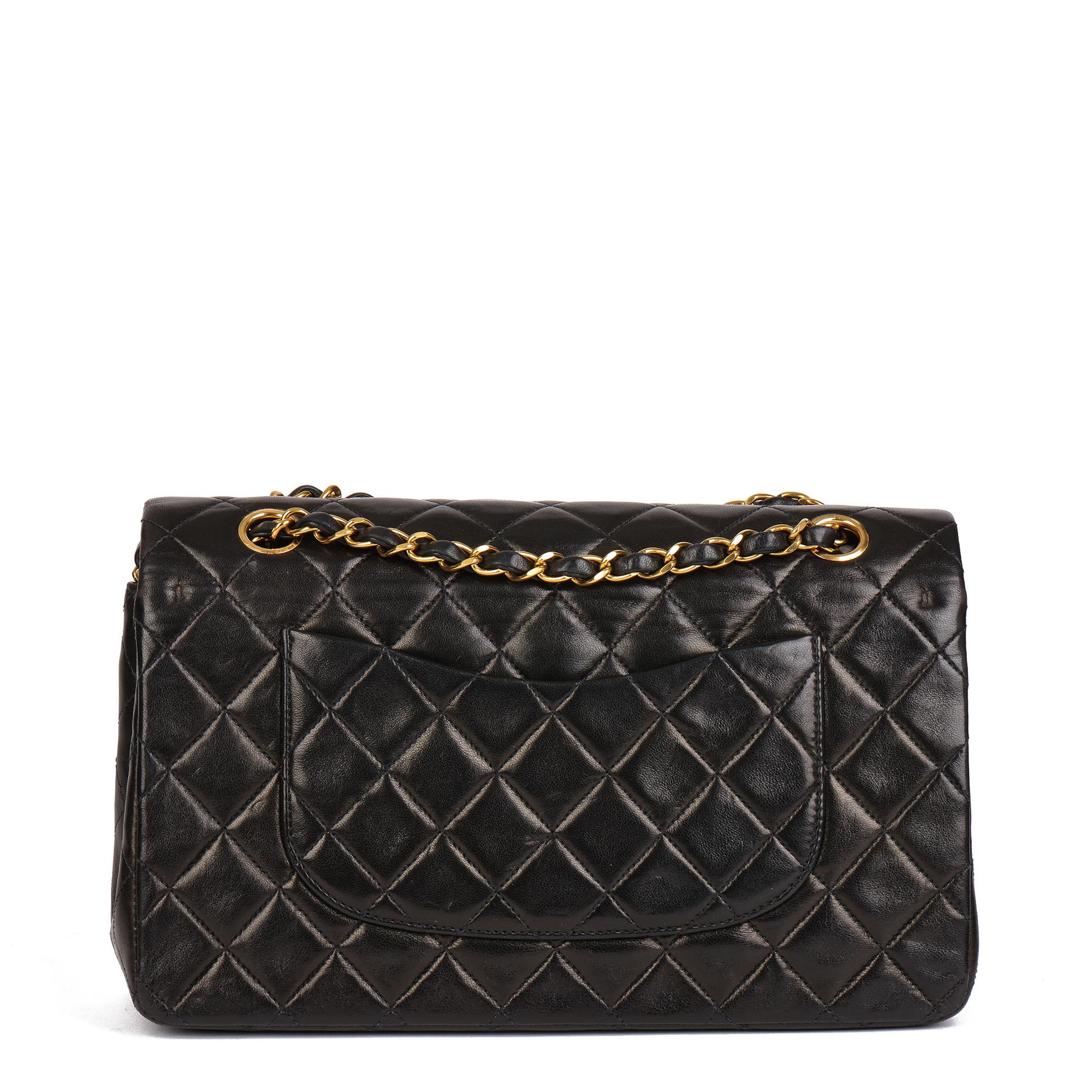 CHANEL Black Quilted Lambskin Vintage Medium Classic Double Flap Bag  1