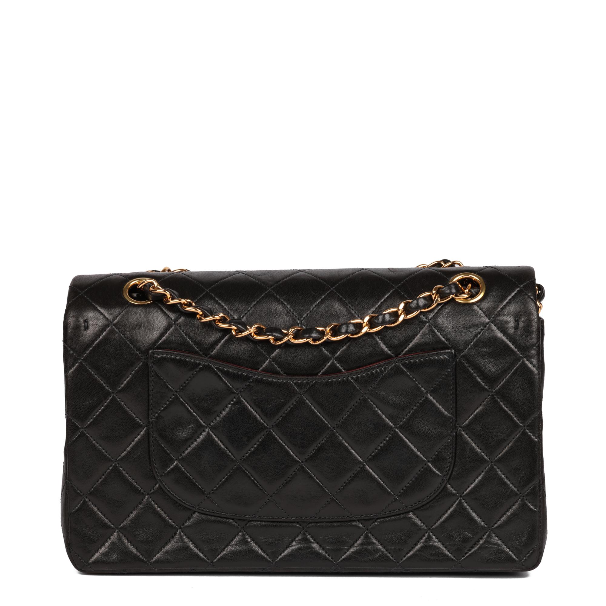 CHANEL Black Quilted Lambskin Vintage Medium Classic Double Flap Bag 1