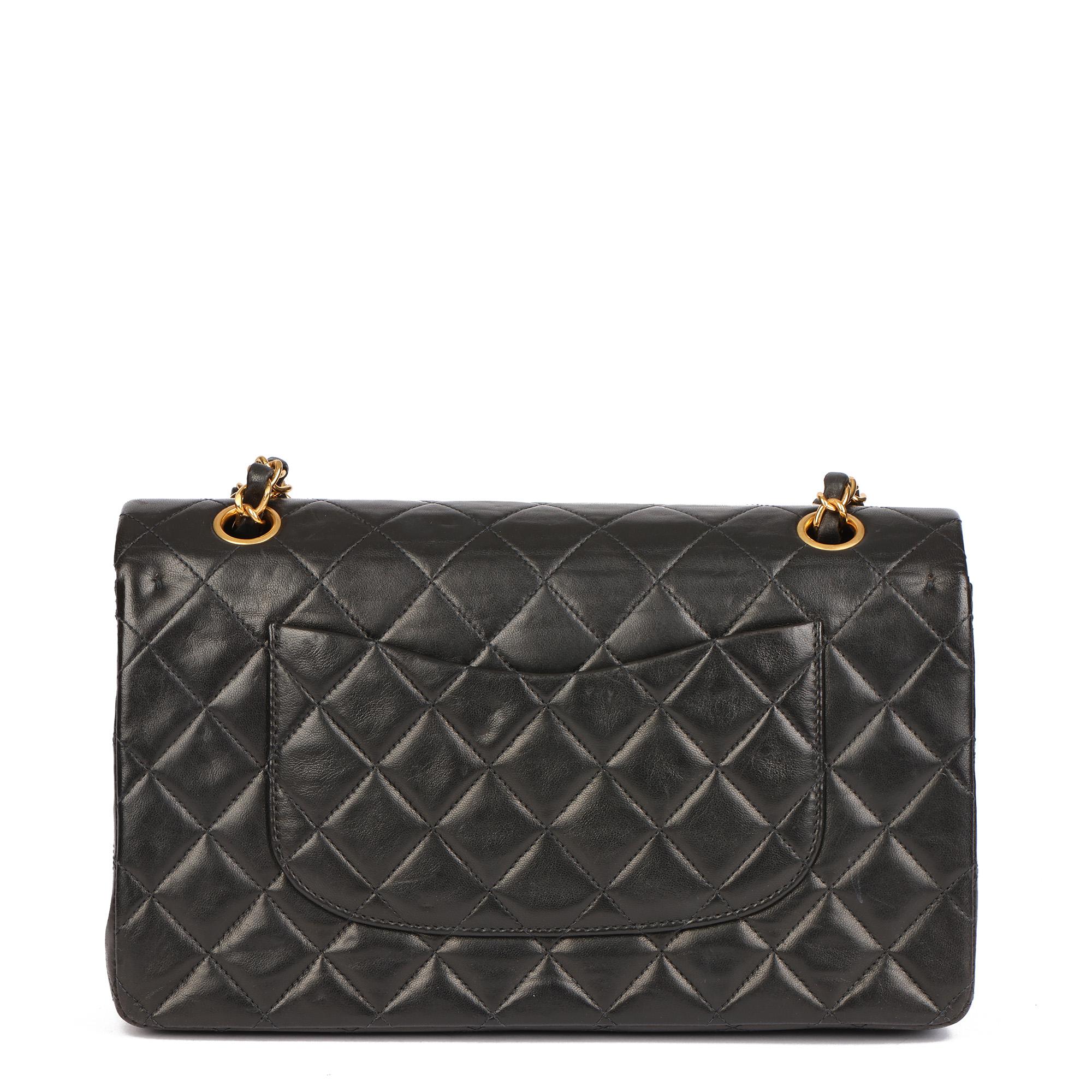 CHANEL Black Quilted Lambskin Vintage Medium Classic Double Flap Bag  2