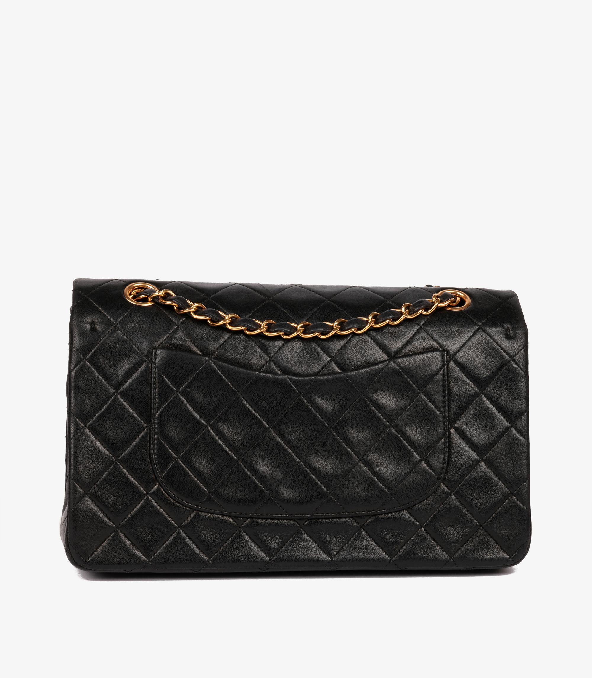 Chanel Black Quilted Lambskin Vintage Medium Classic Double Flap Bag 2
