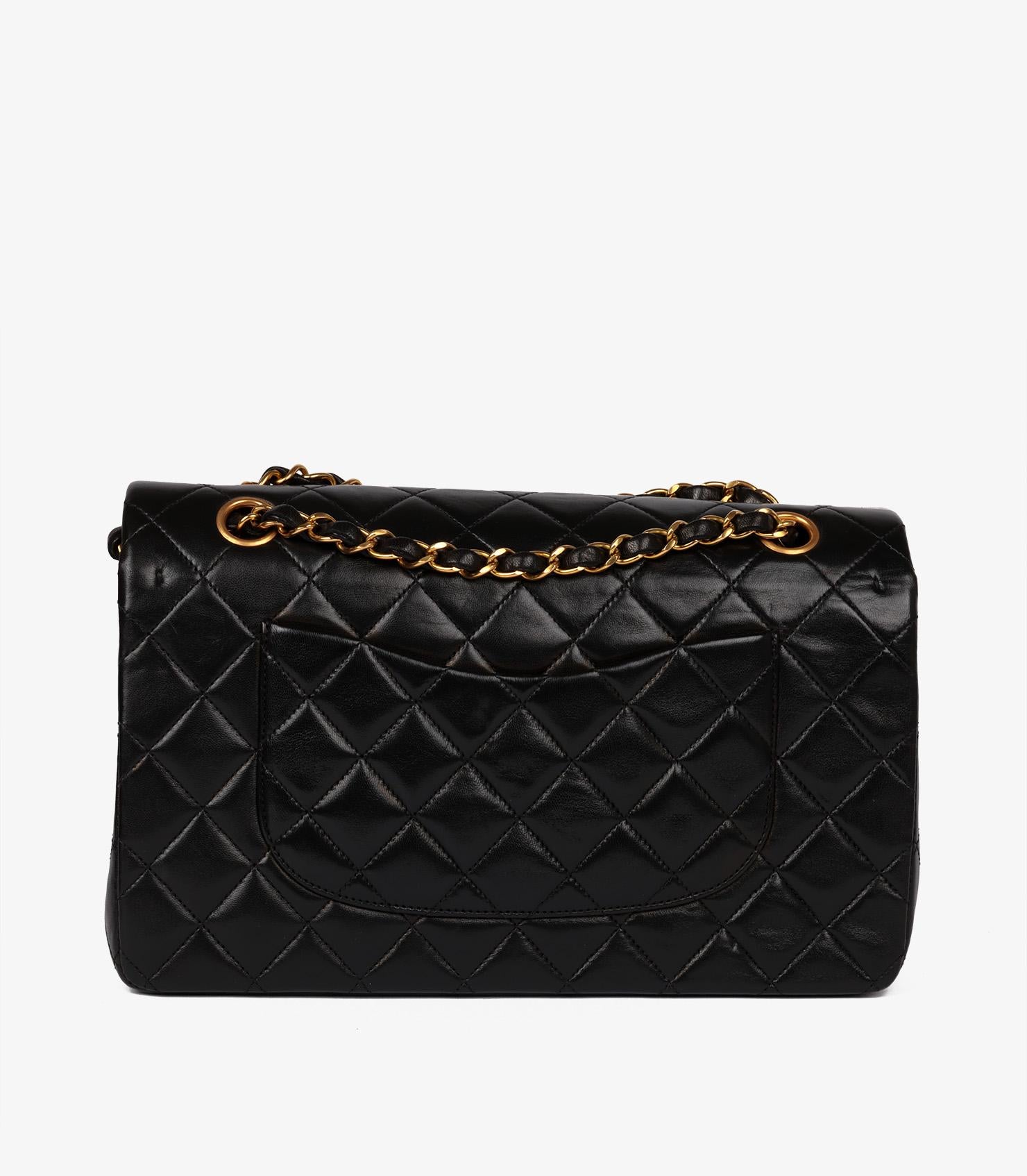 Chanel Black Quilted Lambskin Vintage Medium Classic Double Flap Bag 2