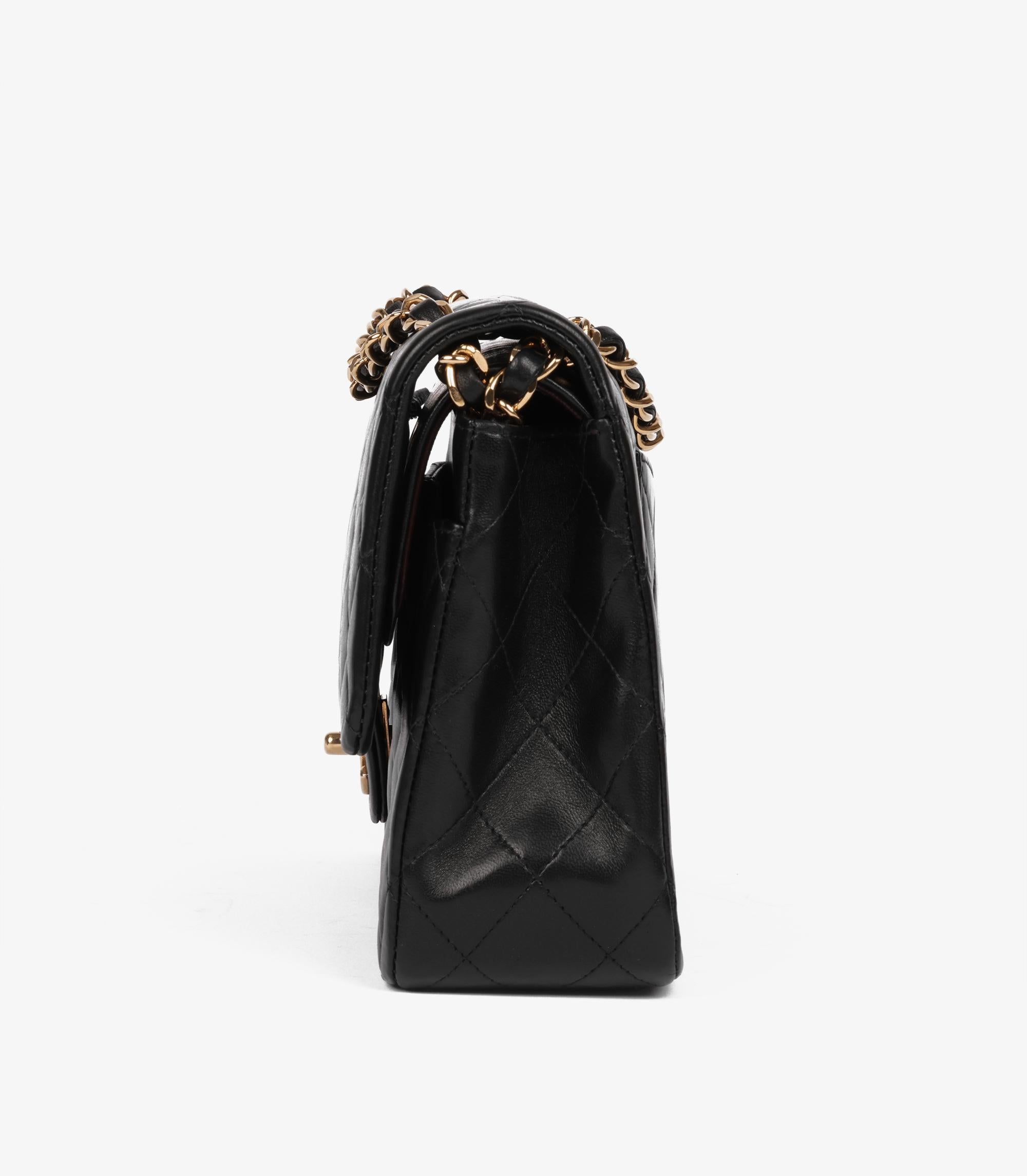 Chanel Black Quilted Lambskin Vintage Medium Classic Double Flap Bag 2