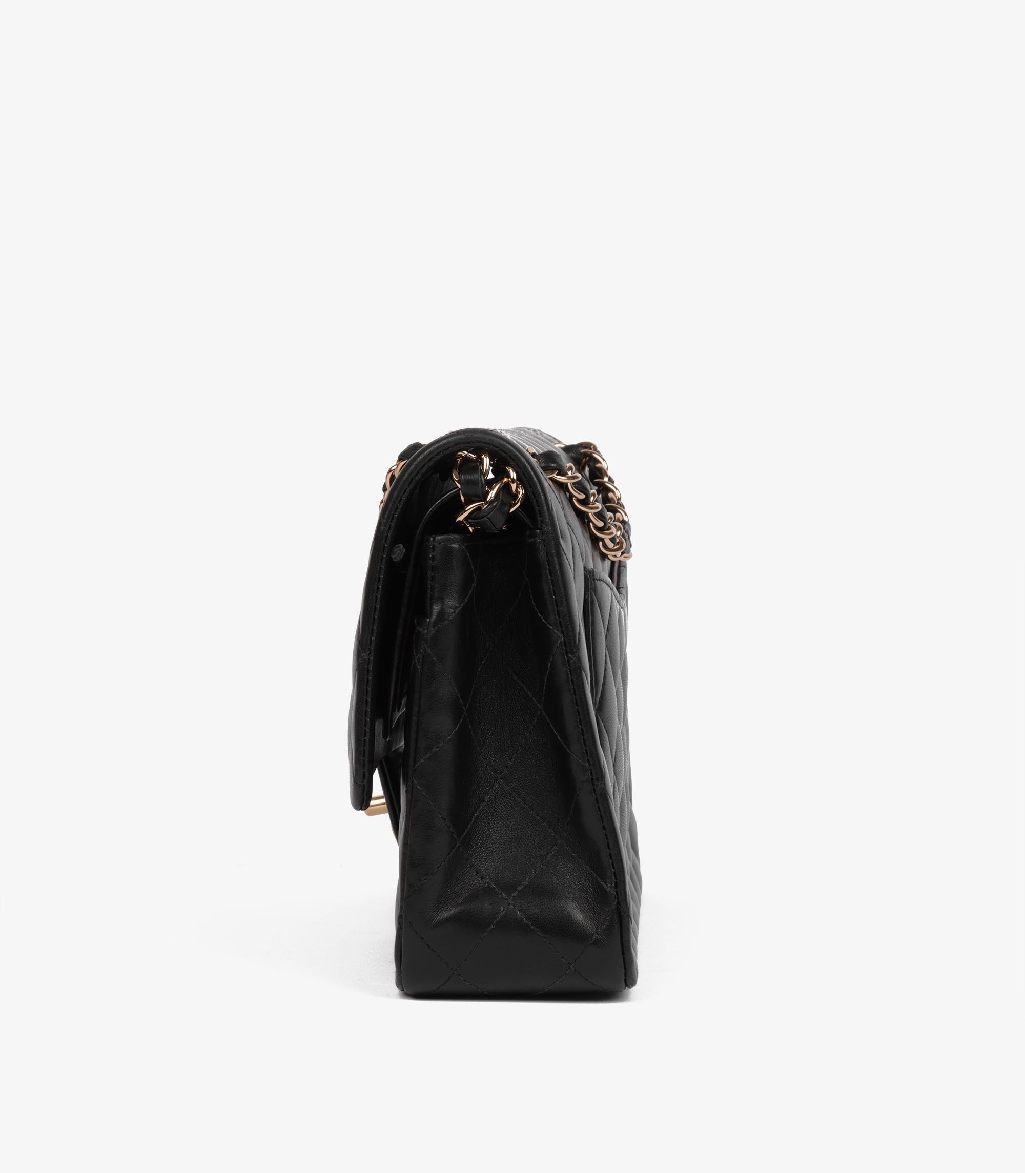 Chanel Black Quilted Lambskin Vintage Medium Classic Double Flap Bag For Sale 2