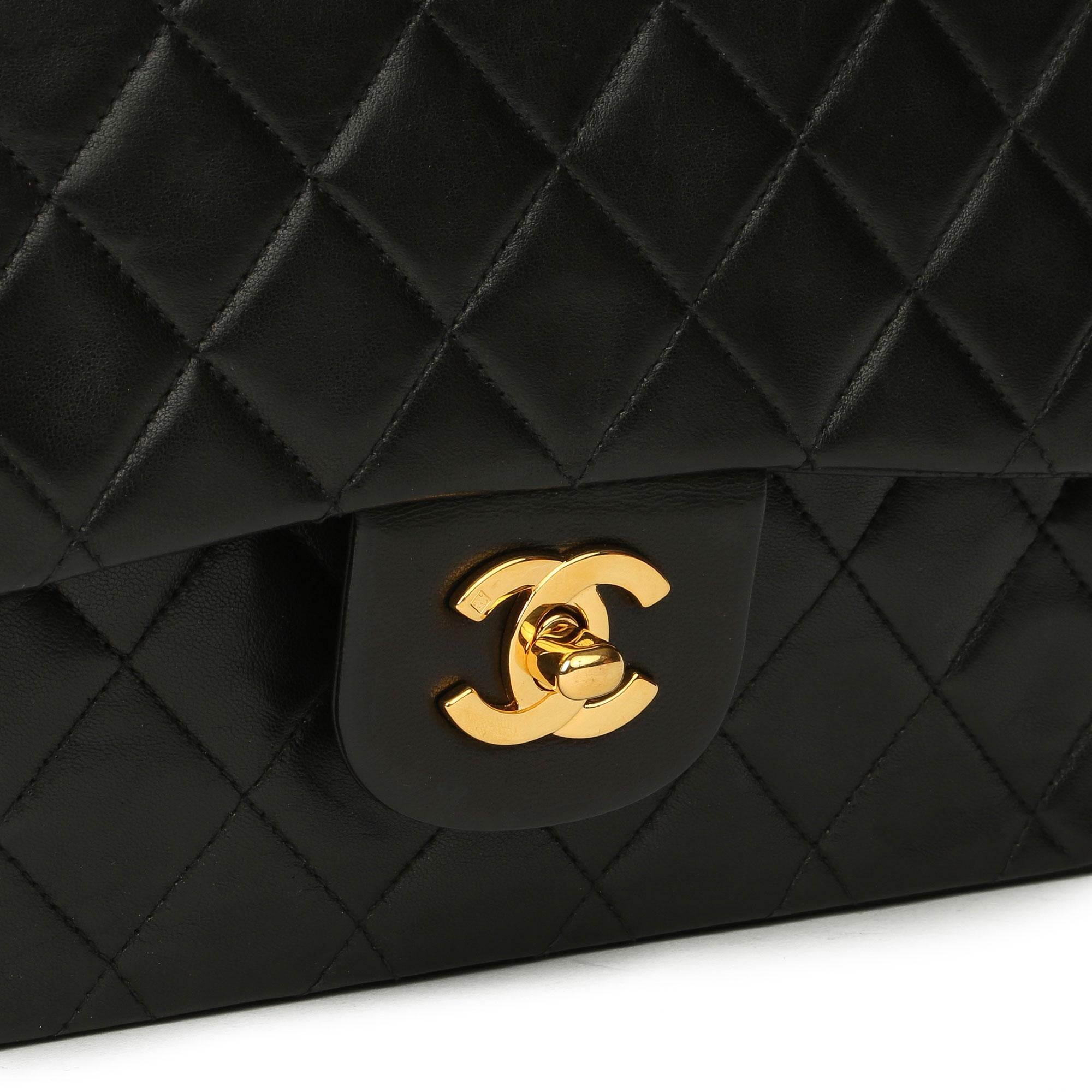 Chanel Black Quilted Lambskin Vintage Medium Classic Double Flap Bag 3