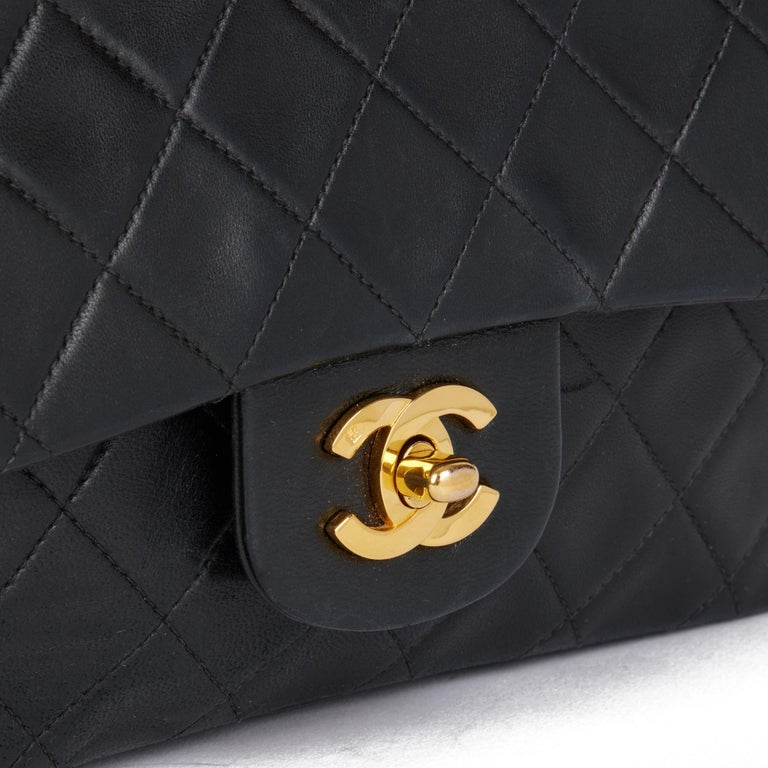 CHANEL Black Quilted Lambskin Vintage Medium Classic Double Flap Bag ...
