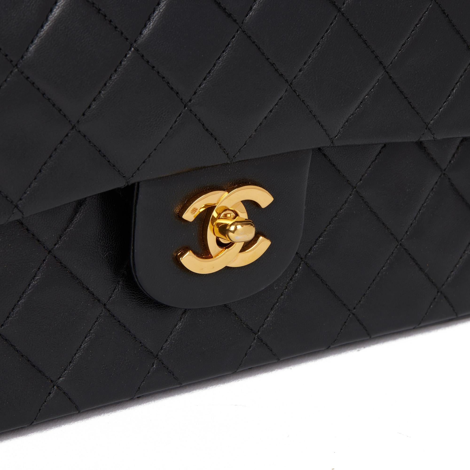 CHANEL Black Quilted Lambskin Vintage Medium Classic Double Flap Bag at ...