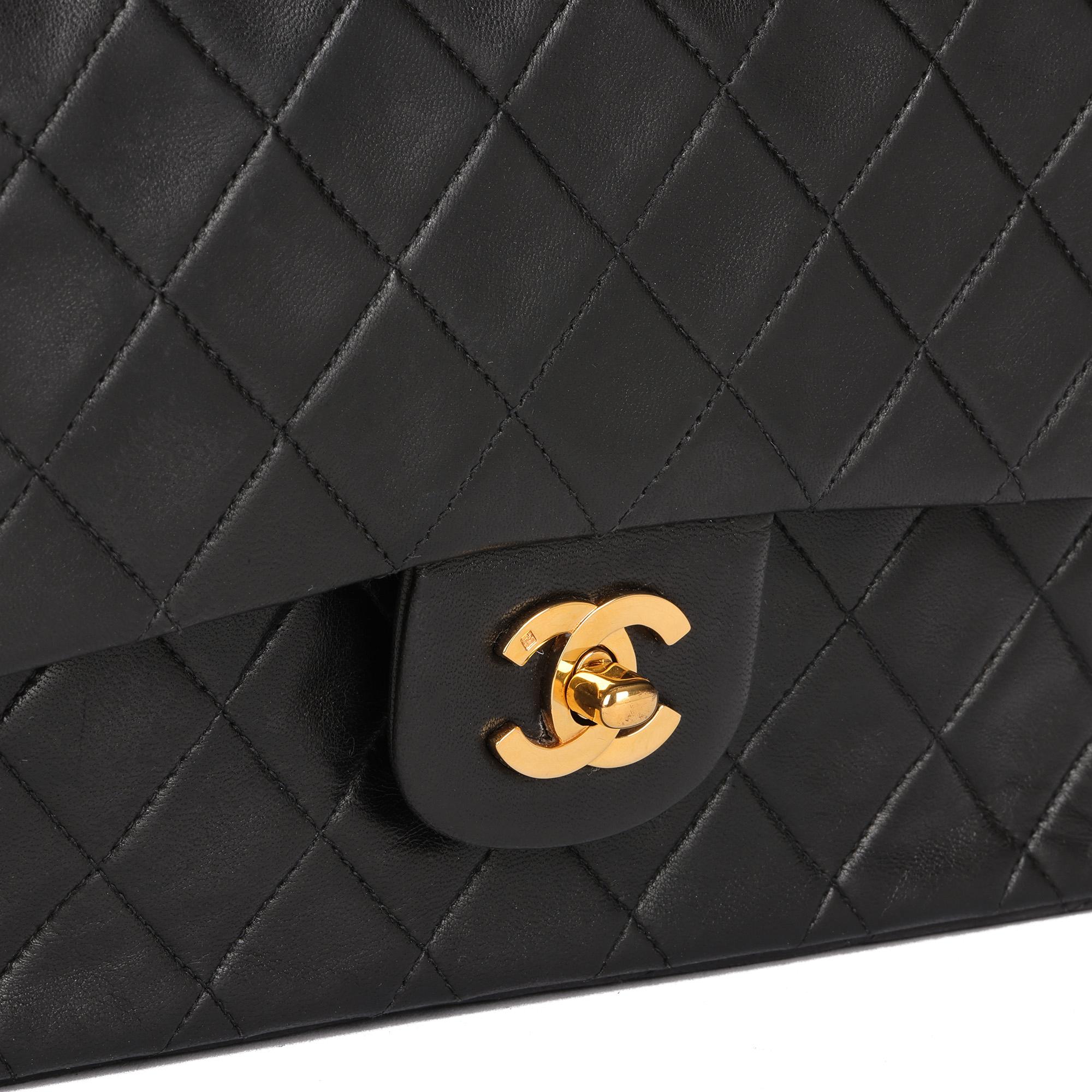 Chanel BLACK QUILTED LAMBSKIN VINTAGE MEDIUM CLASSIC DOUBLE FLAP BAG 2