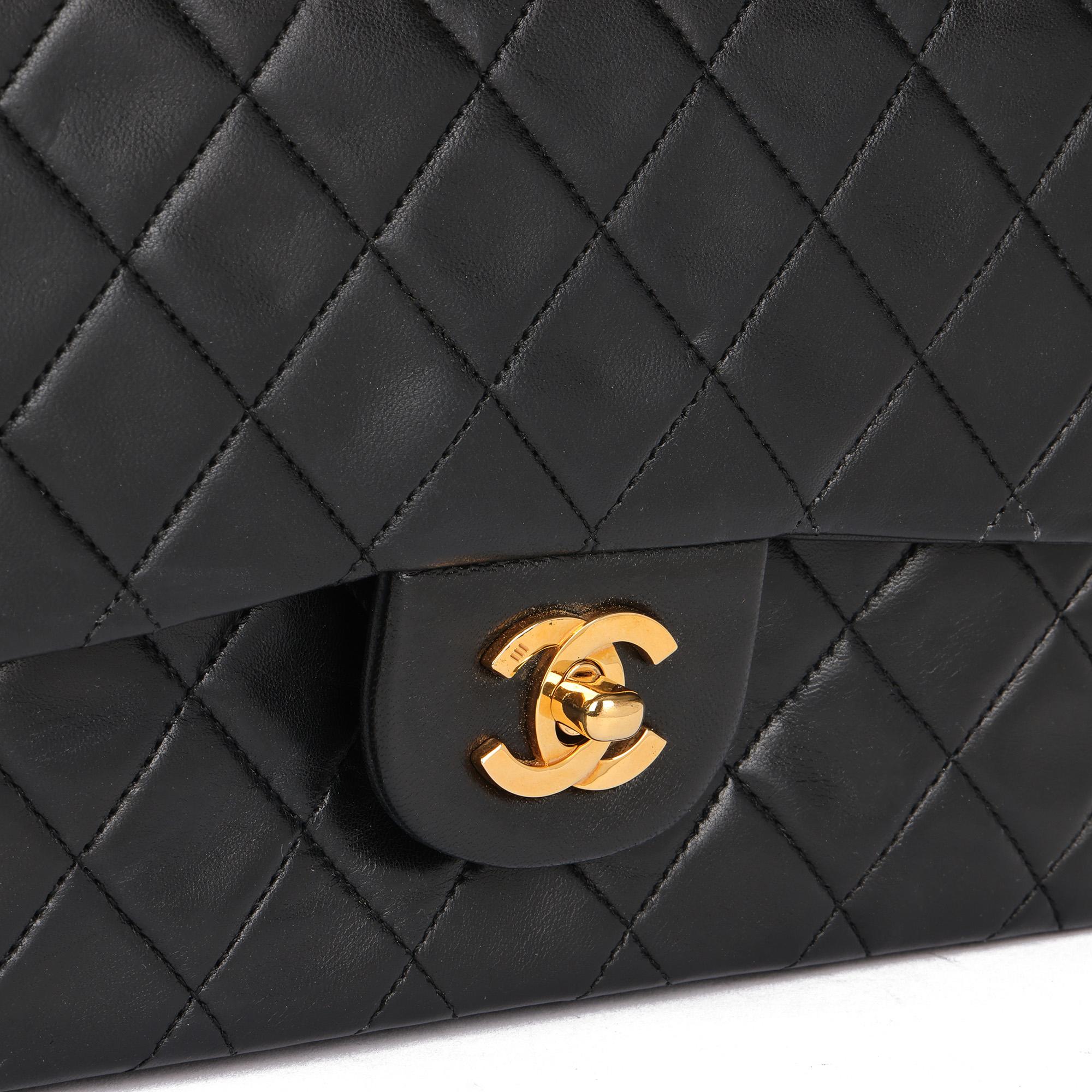 Chanel BLACK QUILTED LAMBSKIN VINTAGE MEDIUM CLASSIC DOUBLE FLAP BAG 2