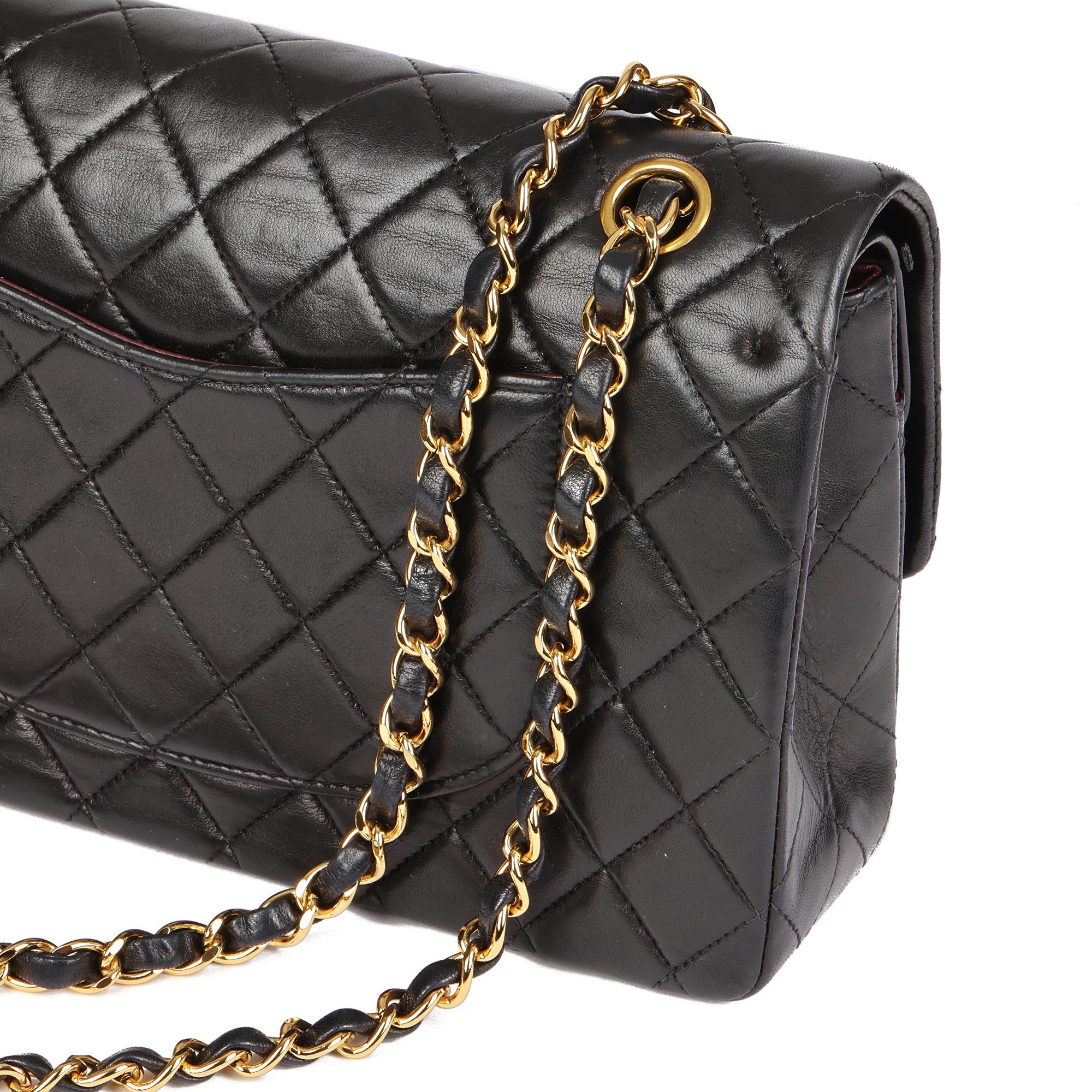 CHANEL Black Quilted Lambskin Vintage Medium Classic Double Flap Bag 2