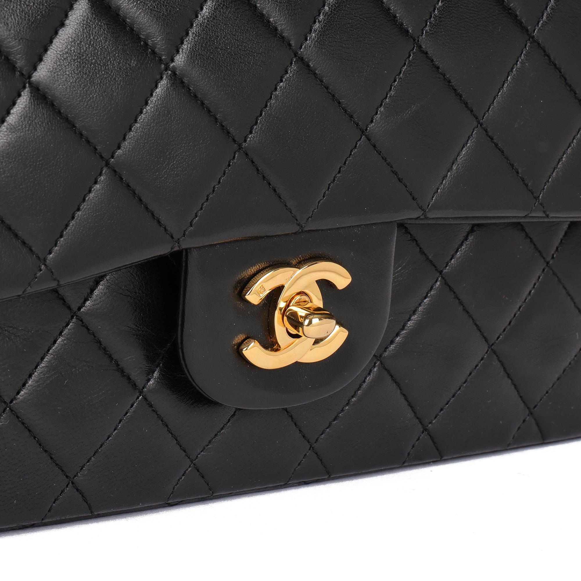 CHANEL Black Quilted Lambskin Vintage Medium Classic Double Flap Bag  2