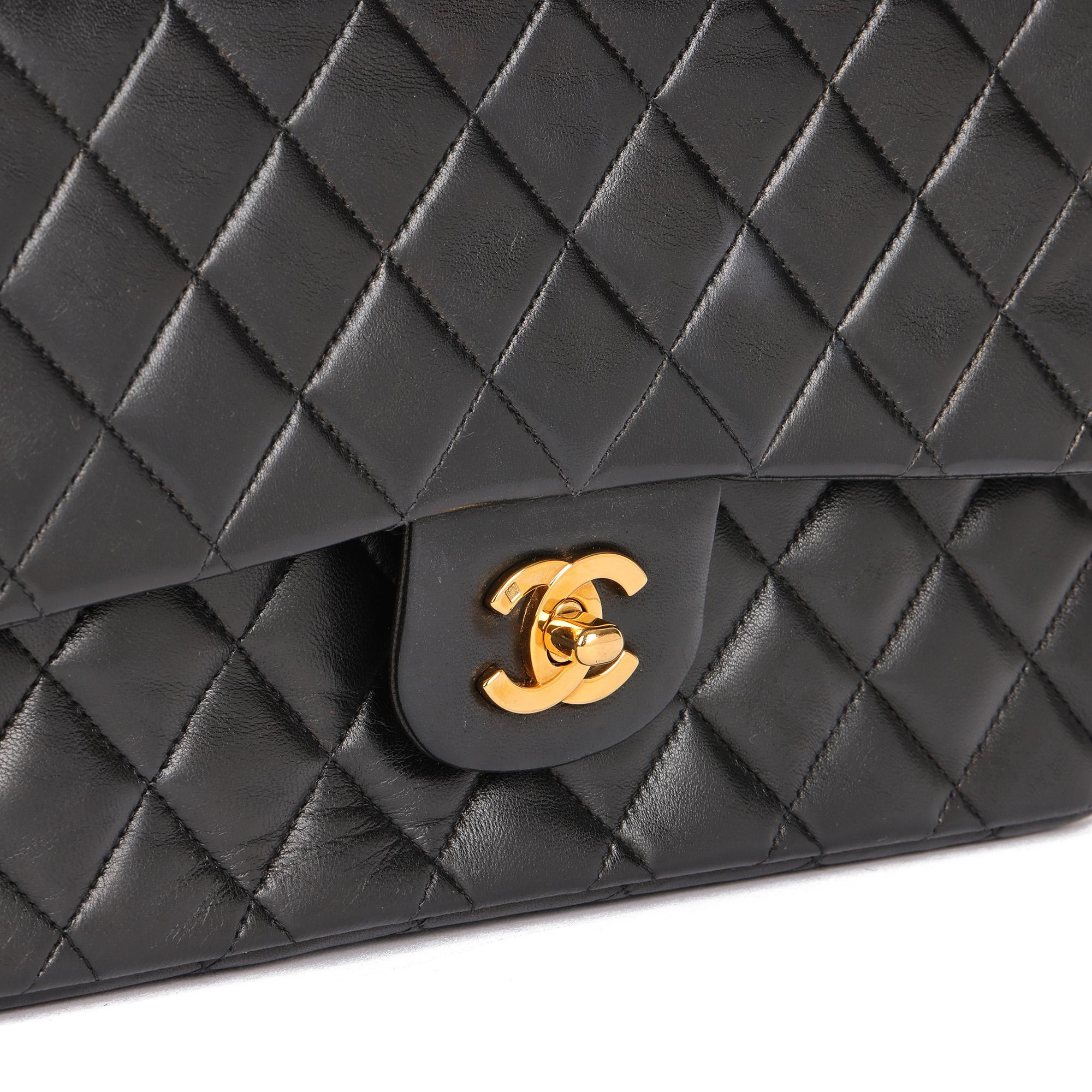 CHANEL Black Quilted Lambskin Vintage Medium Classic Double Flap Bag  1