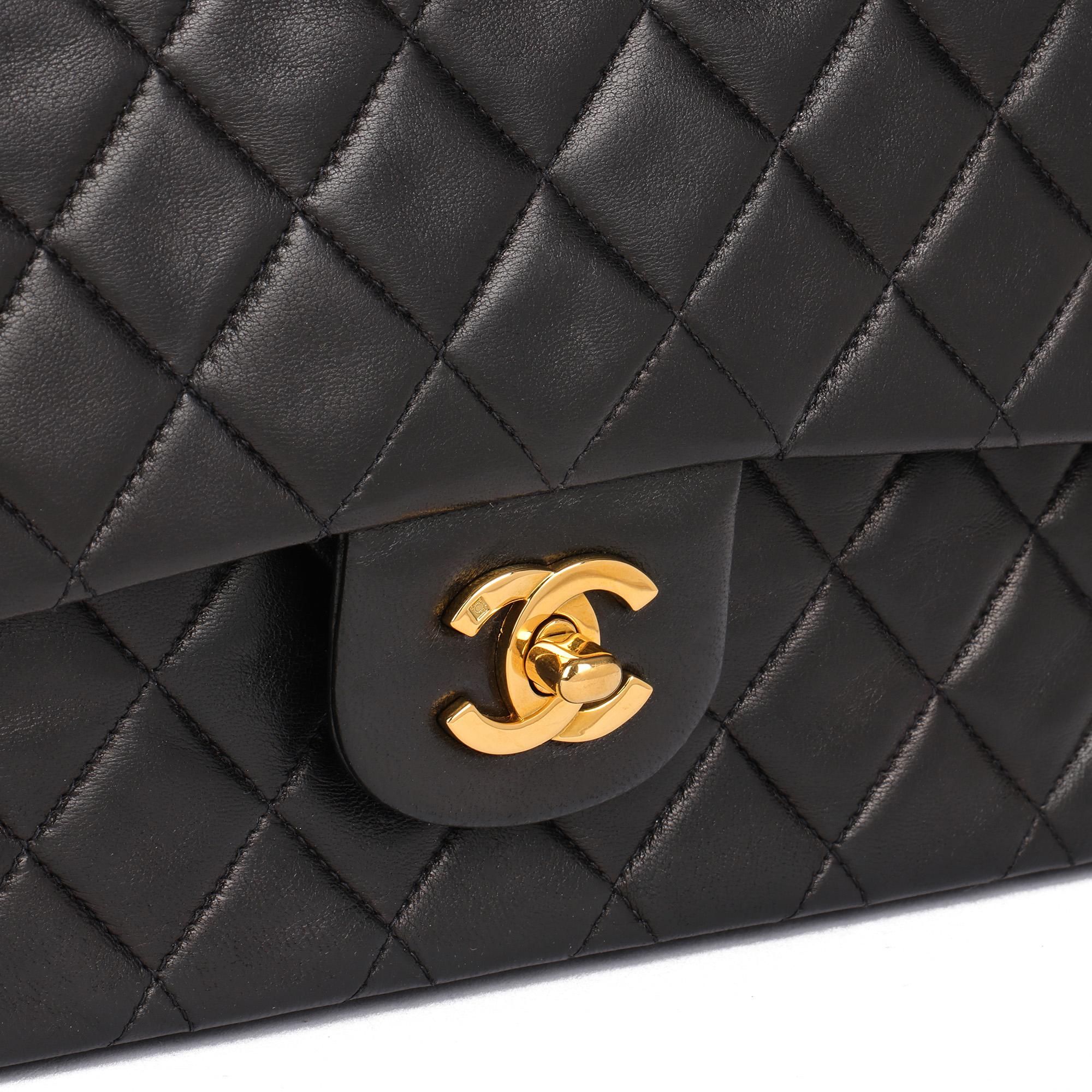 CHANEL Black Quilted Lambskin Vintage Medium Classic Double Flap Bag  3