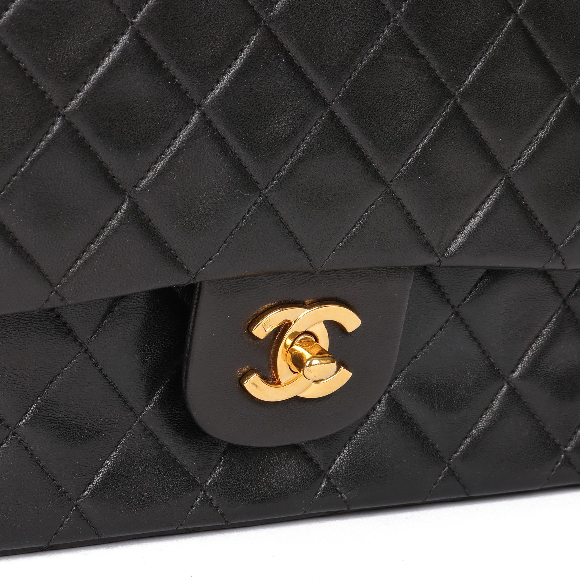 Women's CHANEL Black Quilted Lambskin Vintage Medium Classic Double Flap Bag 