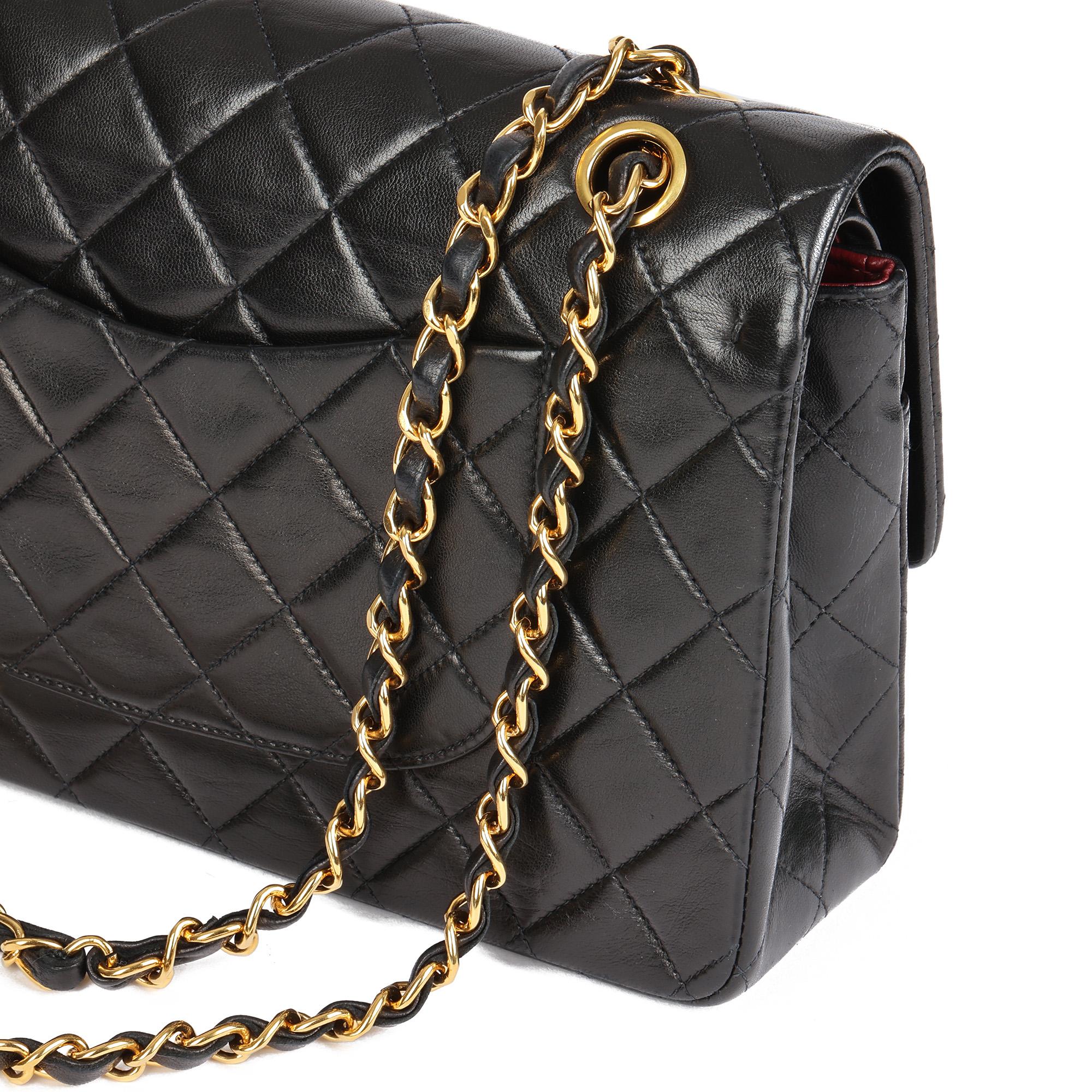 CHANEL Black Quilted Lambskin Vintage Medium Classic Double Flap Bag 4