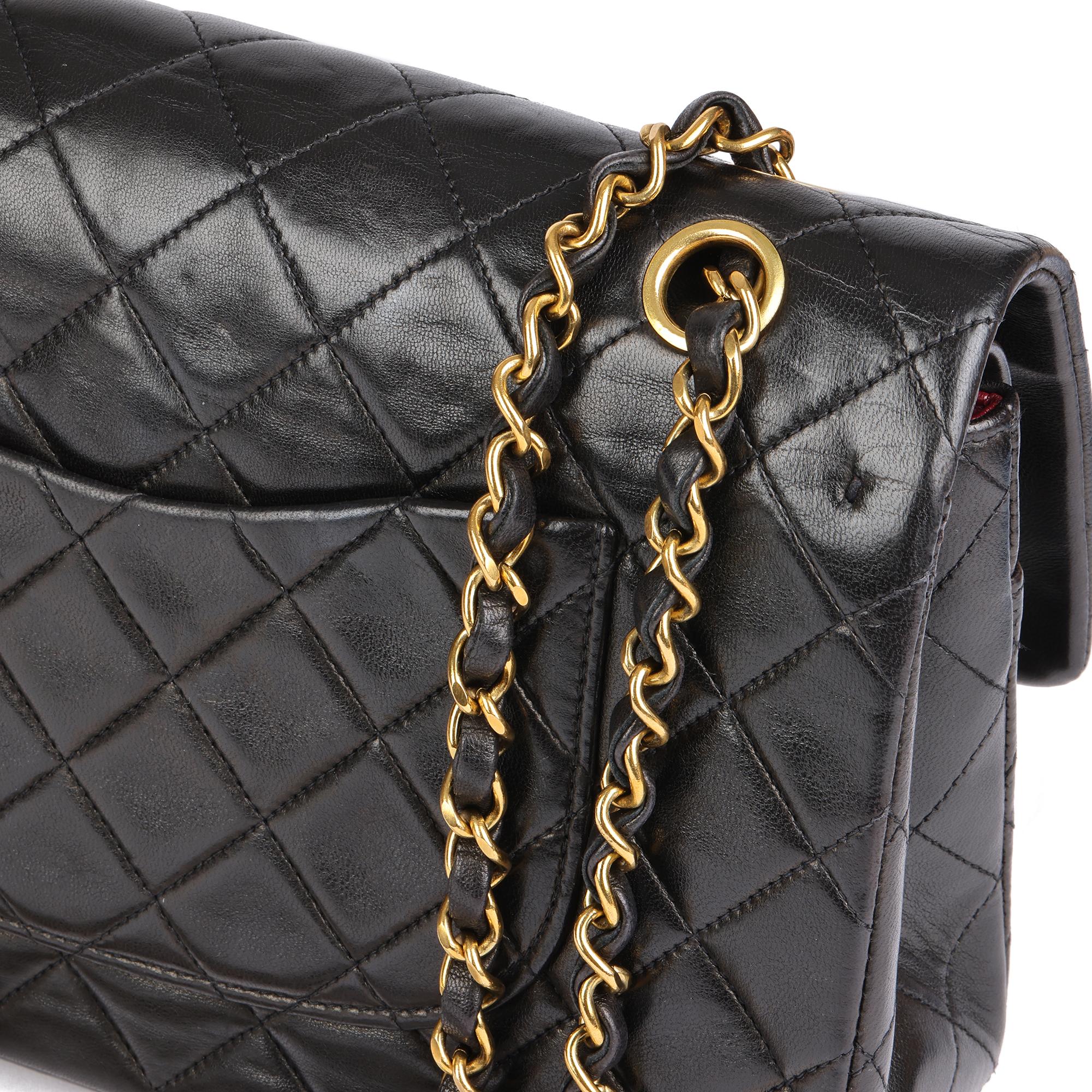 CHANEL Black Quilted Lambskin Vintage Medium Classic Double Flap Bag 4