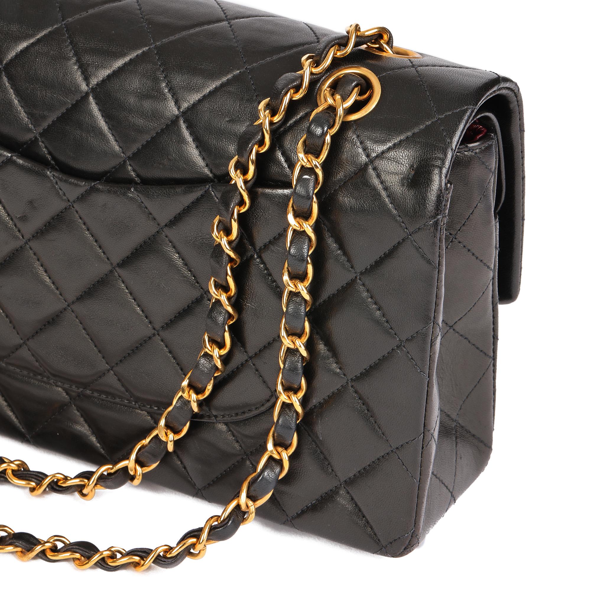 CHANEL Black Quilted Lambskin Vintage Medium Classic Double Flap Bag  4