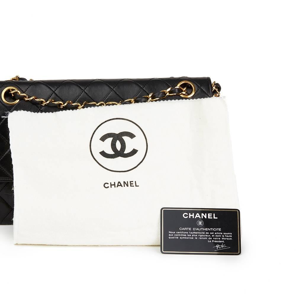 1988 Chanel Black Quilted Lambskin Vintage Medium Classic Double Flap Bag 2