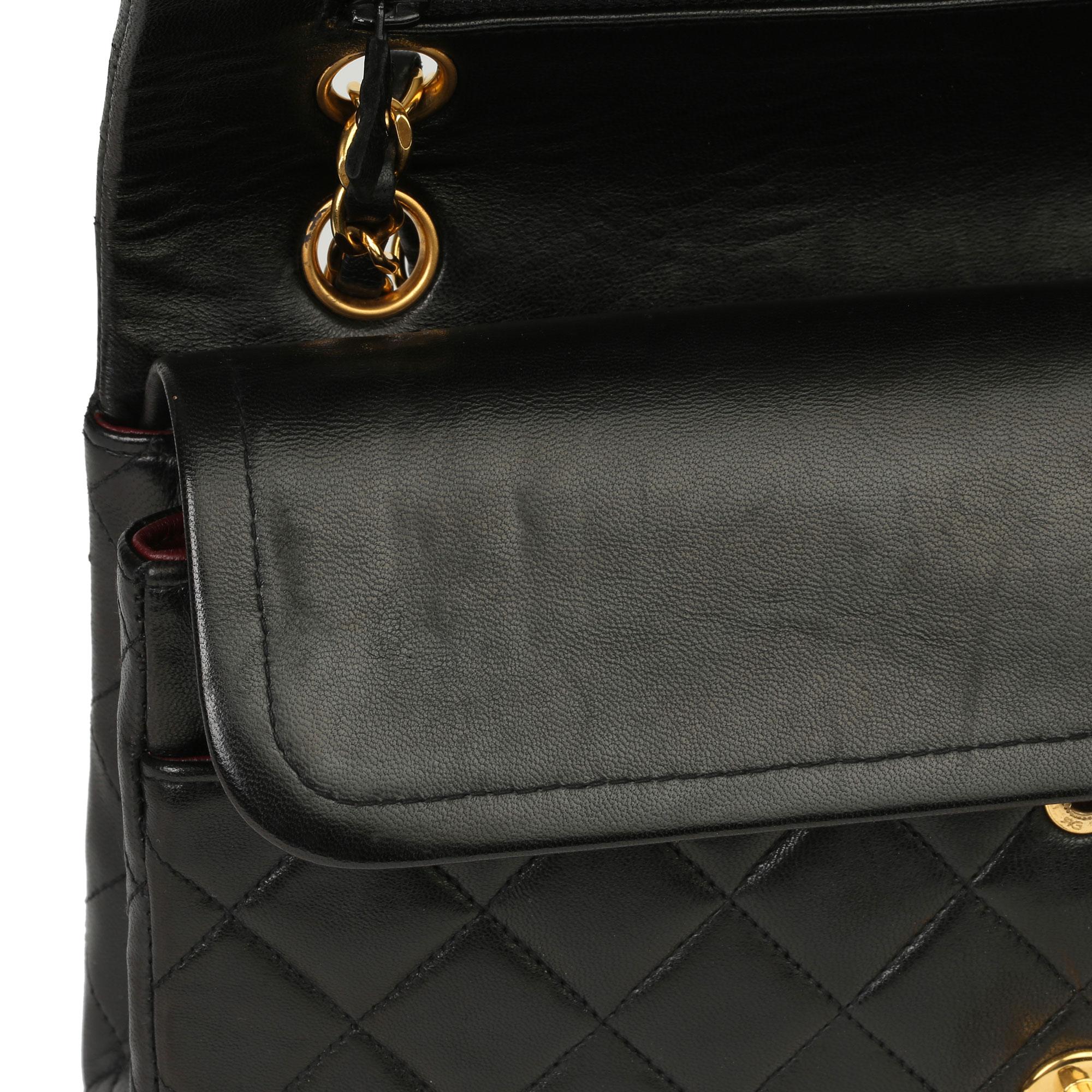 Chanel Black Quilted Lambskin Vintage Medium Classic Double Flap Bag 3