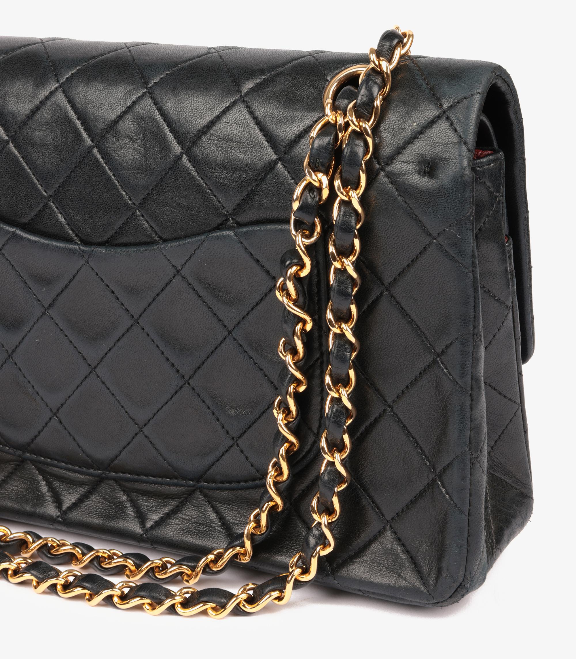 Chanel Black Quilted Lambskin Vintage Medium Classic Double Flap Bag 5