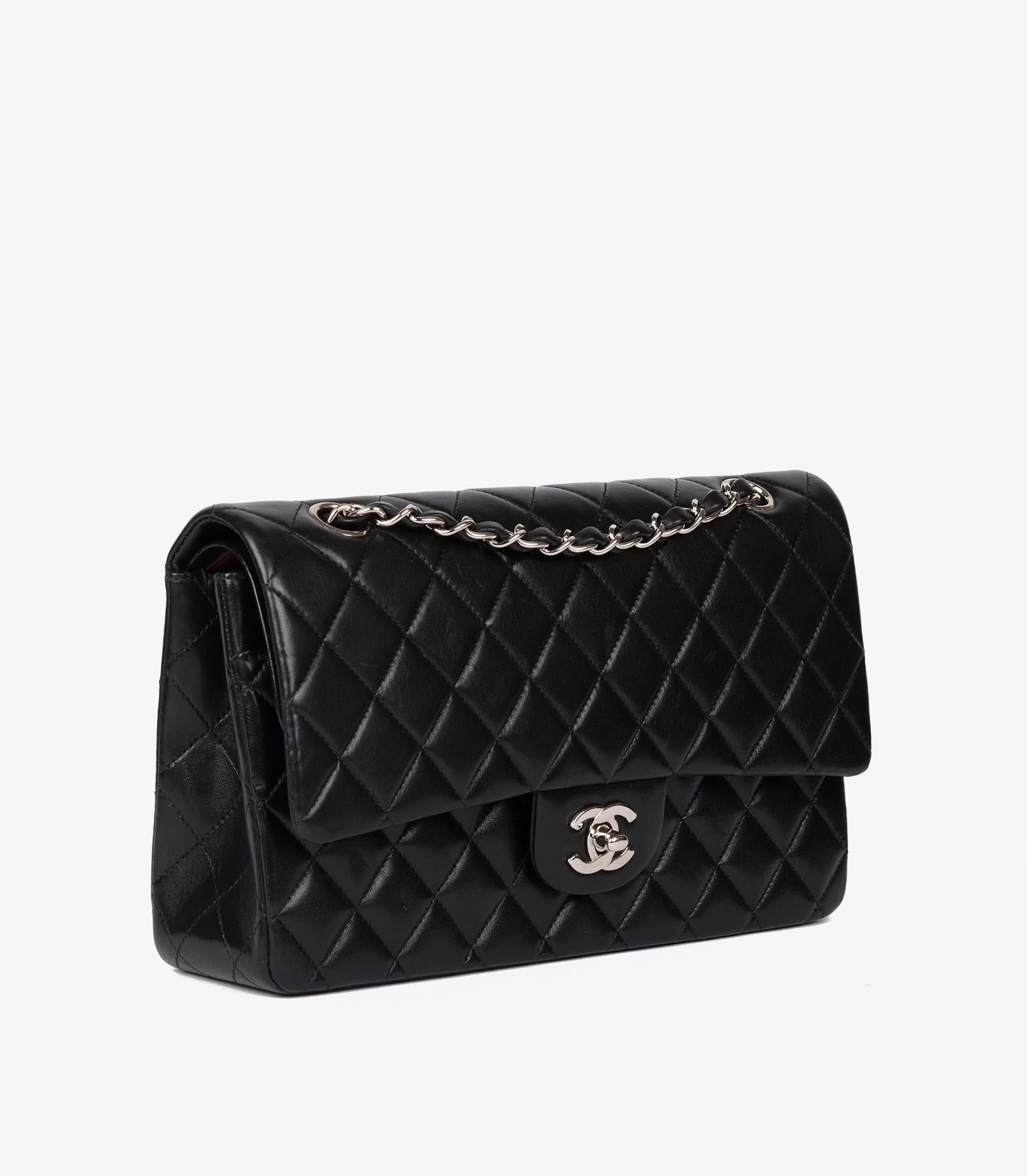 Chanel Black Quilted Lambskin Vintage Medium Classic Double Flap Bag For Sale 5
