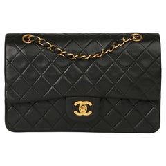 Chanel Black Quilted Lambskin Vintage Medium Classic Double Flap Bag