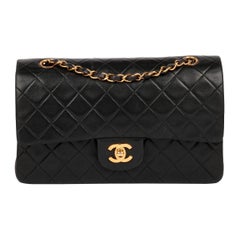 Chanel Black Quilted Lambskin Vintage Medium Classic Double Flap Bag