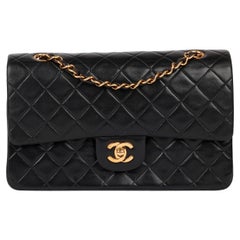Chanel Black Quilted Lambskin Vintage Medium Classic Double Flap Bag