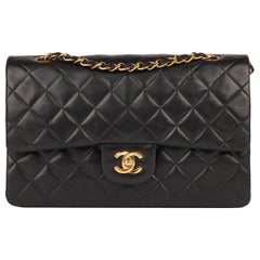 Chanel Black Quilted Lambskin Vintage Medium Classic Double Flap Bag Chanel Black Quilted Lambskin Vintage Medium Classic Double Flap Bag