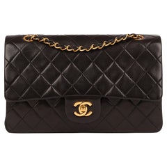 Chanel Black Quilted Lambskin Vintage Medium Classic Double Flap Bag