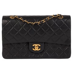Chanel Black Quilted Lambskin Vintage Medium Classic Double Flap Bag