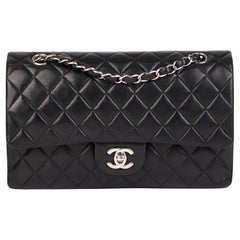 Chanel Black Quilted Lambskin Vintage Medium Classic Double Flap Bag