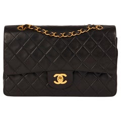 CHANEL Black Quilted Lambskin Vintage Medium Classic Double Flap Bag