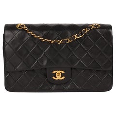CHANEL Black Quilted Lambskin Vintage Medium Classic Double Flap Bag CHANEL Black Quilted Lambskin Vintage Medium Classic Double Flap Bag