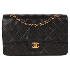 CHANEL Black Quilted Lambskin Vintage Medium Classic Double Flap Bag