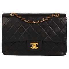 CHANEL Black Quilted Lambskin Vintage Medium Classic Double Flap Bag