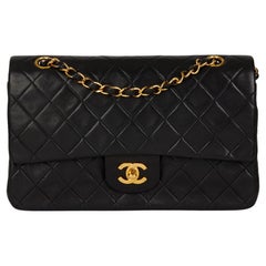 CHANEL Black Quilted Lambskin Vintage Medium Classic Double Flap Bag