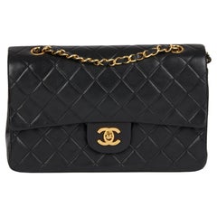 CHANEL Black Quilted Lambskin Vintage Medium Classic Double Flap Bag CHANEL Black Quilted Lambskin Vintage Medium Classic Double Flap Bag