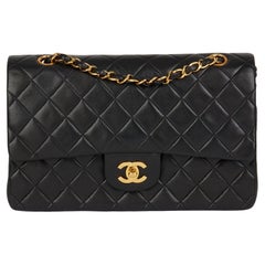 CHANEL Black Quilted Lambskin Vintage Medium Classic Double Flap Bag