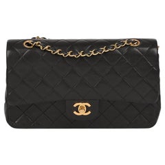 Chanel BLACK QUILTED LAMBSKIN Retro MEDIUM CLASSIC DOUBLE FLAP BAG
