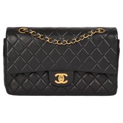 CHANEL Black Quilted Lambskin Vintage Medium Classic Double Flap Bag