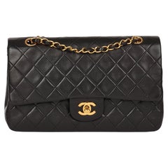 CHANEL Black Quilted Lambskin Vintage Medium Classic Double Flap Bag