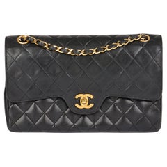 CHANEL Black Quilted Lambskin Vintage Medium Classic Double Flap Bag