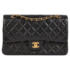 Chanel BLACK QUILTED LAMBSKIN Retro MEDIUM CLASSIC DOUBLE FLAP BAG