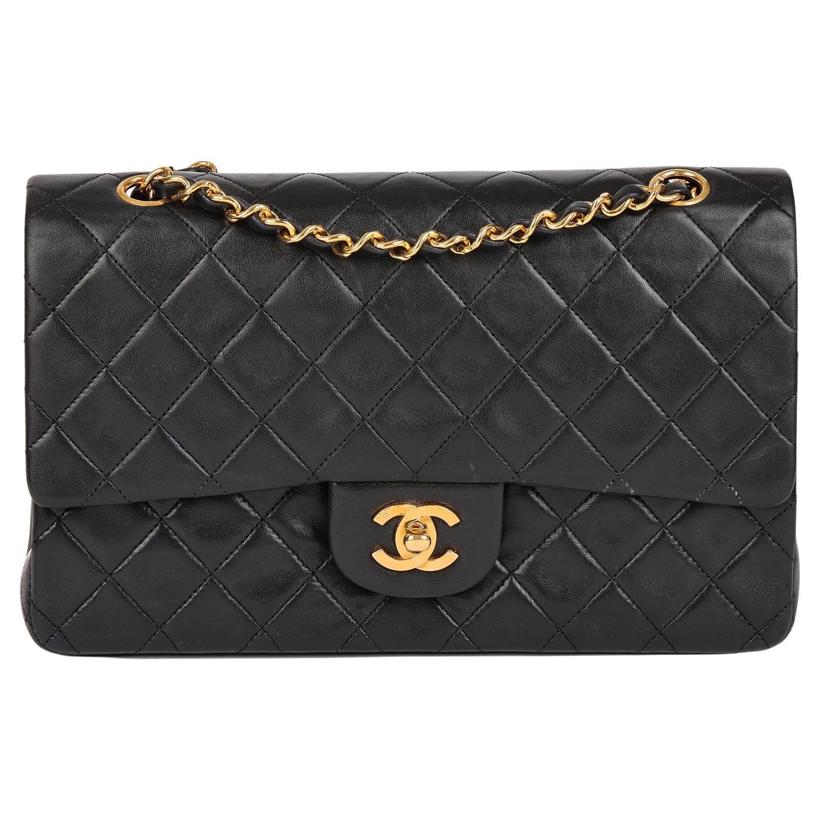 Chanel BLACK QUILTED LAMBSKIN VINTAGE MEDIUM CLASSIC DOUBLE FLAP BAG