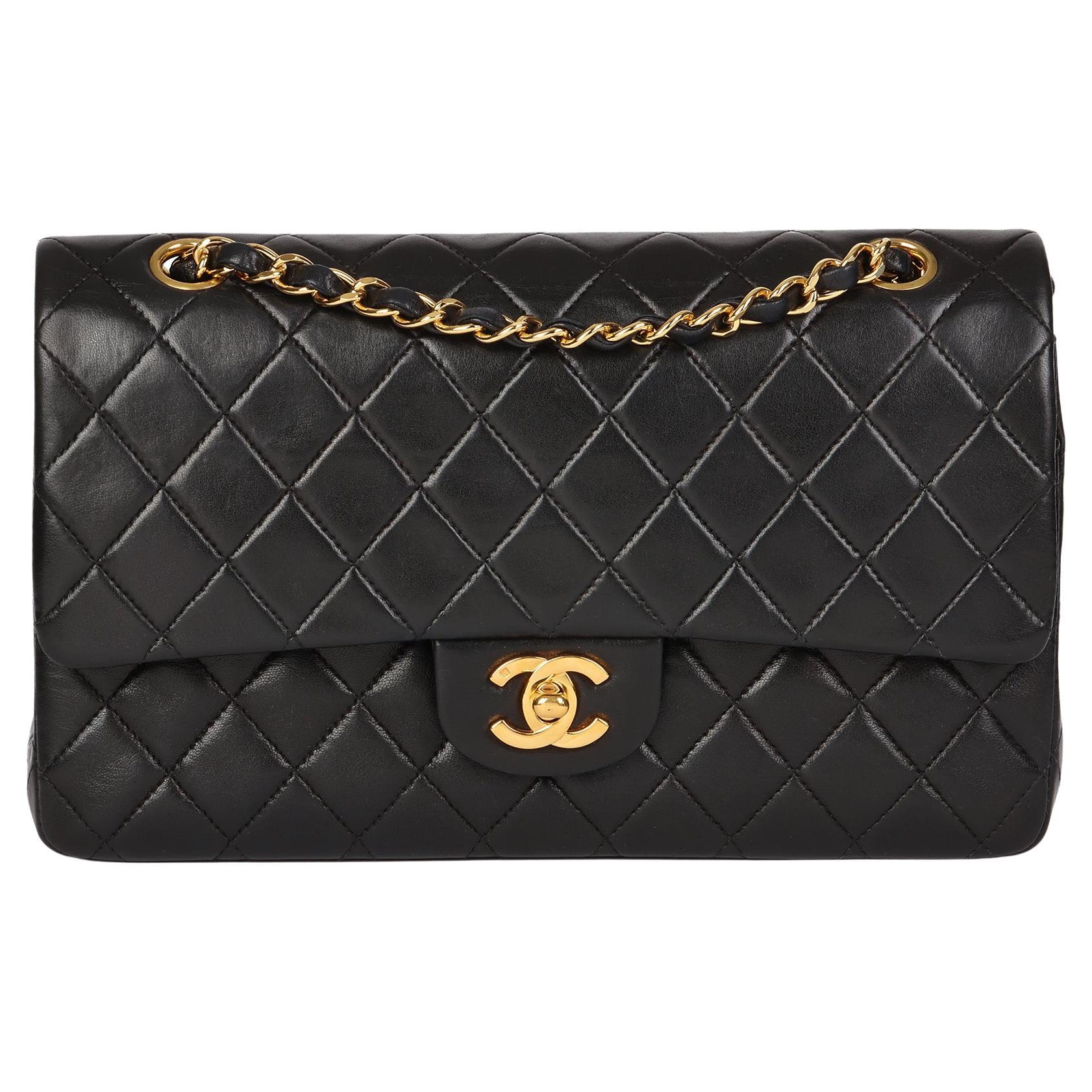 CHANEL Black Quilted Lambskin Vintage Medium Classic Double Flap Bag