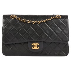 Chanel Black Quilted Lambskin Vintage Medium Classic Double Flap Bag
